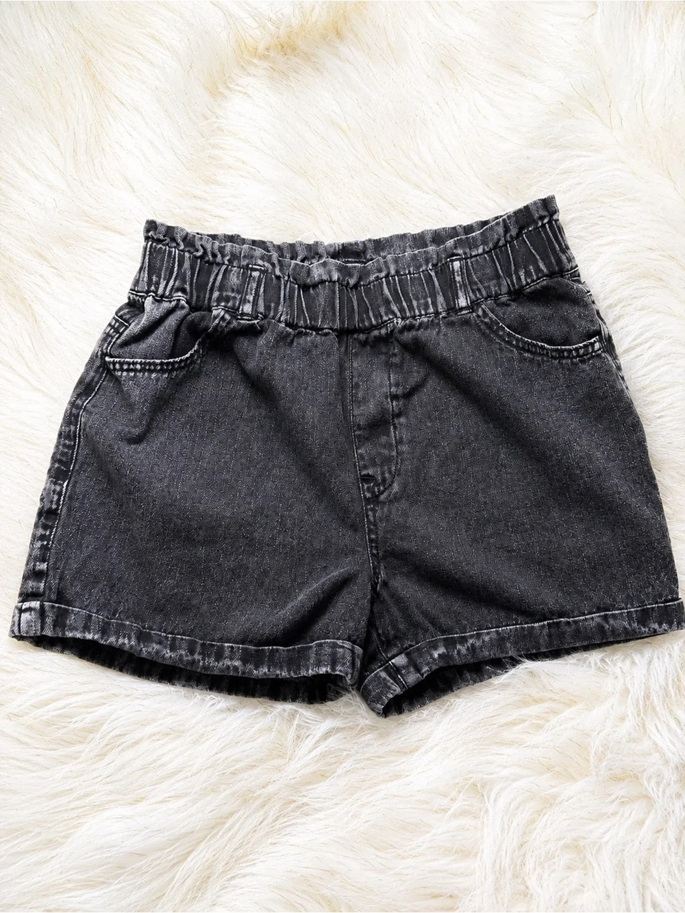 Kids Youth Black Washed Denim Shorts